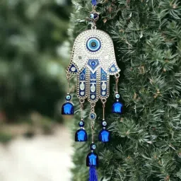 Pseudo Beautiful Big Evil Eye Wind Chime For Home and Balcony Positive Vibes Brass Windchime-image-42