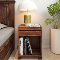 woodsworth from pepperfry Segur Sheesham Wood Bedside Table In Provincial Teak Finish-picture-34