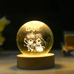 3D Crystal Ball Night Lamp| Engraving Cute Couple with Love Crystal Light Ball Night Lamp-image-11