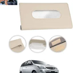 Beige Leatherite Rectangle Shape Fancy Design Tissue Dispencer For Car-65 Vehicle Tissue Dispenser-24