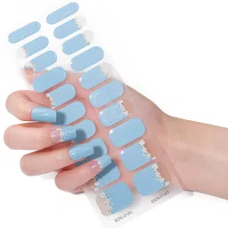 20 Tips Self Adhesive Pastel Colored Semi-Cured Press-On Gel Nail Stickers-18