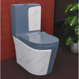 d o t Premium Quality C016 Premium Quality Shining Grey commode with White Marble Finish and Round Western Commode image 3