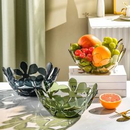 Transparent Petal Shaped Fruit Basket, Creative Flower Cutout Fruit Bowl Plastic Fruit & Vegetable Basket-4