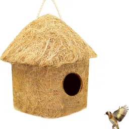 NATURAL CLASSIC BIRD HOUSE WITH HANGING HOOKS U CAN PLACE ANYWHERE PACK OF 1 Bird House-0