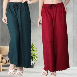 irha Pack of 2 Women Regular Fit Multicolor Viscose Rayon Trousers-picture-19