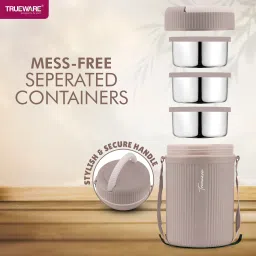 trueware 3 Insulated Hot and Cold Lunch Box With 3 SS Container 300 ML Each 3 Containers Lunch Box image 5