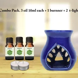 PEEPRESION Ceramic Aroma Oil Burner With(2T-light & 3Set Lemongrass Scented Oil(10ml Each) Home, Office, Spa, Hotel Diffuser-15