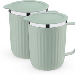 Frost Unbreakable Tea Coffee Double Wall Insulated with Handle and Lid Stainless Steel, Plastic Coffee Mug-image-31
