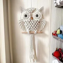 Handmade Macrame Owl Wall Hanging | Chic Home Décor with Natural Elements-image-5