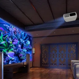 Omexcart New Arrival 4K LED Projector, 9000 Lumens 4D Correction LTPS+LCD Display (9000 lm / 2 Speaker / Remote Controller) Projector image 4
