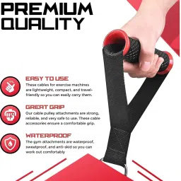 spocco Exercise Gym Machine Handles for Cable Machines Style (Red & Black) Lat Pulldown image 3
