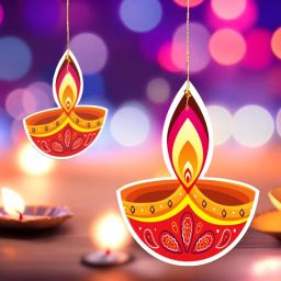 Hanging Deepak Dual Printed for Diwali Decoration Set of 10Pcs-image-23