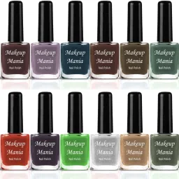 Grand Shine Everlasting High Definition Nail Polish Combo Set of 12 Pcs (#218) Red, Dark Purple, Green, White, Nude, Brown-2