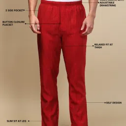 white heart Pack of 2 Men's Textured Viscose Blend Pyjama with adjustable waistband and Side Pockets Men Pyjama image 3