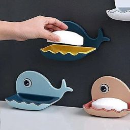 (PACK OF 2)Fish Shape Cute Adhesive Waterproof Wall Mounted Soap Dish-image-56