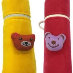 New Born Baby Soft Velvet Milk Feeding Bottle Zip Cover with Attractive Cartoon on The Front Suitable for 240ml (Pack of 2)-image-55