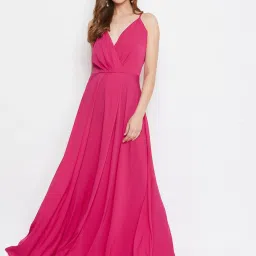 Women Fit and Flare Pink Maxi/Full Length Dress-image-59