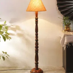 new era Classic Wooden Floor Lamp with Jute Shade (Brown & Beige)-picture-6