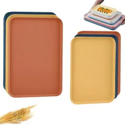 Wheat Straw Trays - Unbreakable Lightweight Eco- Friendly Trays Reusable Tray-image-2