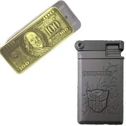 100 Dollars And Transformers Grey Shaped Premium Look Side Slider Windproof Jet Flame Cigarette Lighter Hookah Pocket Lighter Pack Of 2 Pocket Lighter-image-34