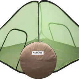 Polyester Adults Washable King Size Foldable Double Bed ( Green , Black ) Mosquito Net-image-1