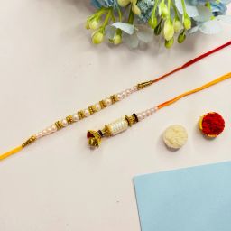 Lumba Designer Gold Finish Rakhi Set-image-87