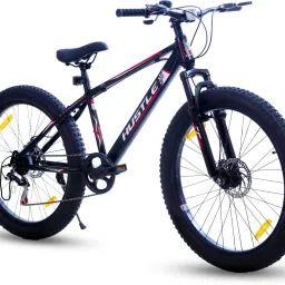 Hustle 26T Fat Tyre Cycle With Gear(7Speed) Black 26 T (inch) Mountain Cycle-28