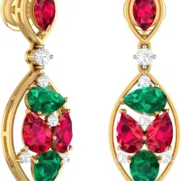 PC Jeweller The Ravid Yellow Gold 18kt Emerald, Diamond, Ruby Stud Earring-16