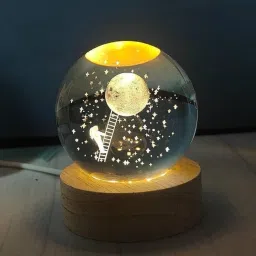 3D Astronaut Climbing Moon Crystal Ball Lamp with Base - Perfect for your Home Night Lamp-image-78