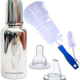 Stainless Steel Feeding Bottle-Anti Colic Nipple/Cleaning Brush 304 Jointless - 220-image-7