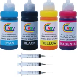 ASV Compatible Printer Refill ink For Canon MG2570S, E470, E477 E3370, E4570 Black + Tri Color Combo Pack Ink Cartridge-8