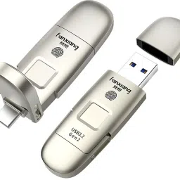 Linkify 128 GB 2 in 1 USB 3.2 + Type C with Fingerprint encrypted SSD USB Drive 128 GB Pen Drive Compatible with Tablet, Television, Mobile, Laptop, Desktop Computer USB 3.2 Metal Case image 2