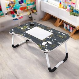 Foldable Laptop Table with Cup Holder | Mac Holder | Study Table Rounded Edges Wood Portable Laptop Table-image-86