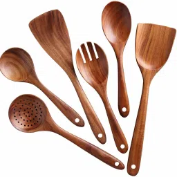 Premium Cooking Spoon/Serving Spoon Set of 6/ High Quality Wood Wooden Salad Spoon, Serving Spoon Set-17