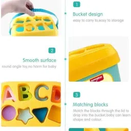 himanshu tex Original Baby's Plastic First Blocks, To Sort, Stack and Drop, Yellow image 4