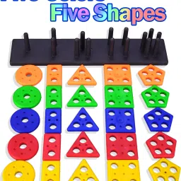 bitfeex Angle Geometric Blocks Stacker Shape Sorter Column Puzzle Stacking Set for Kids non toxic image 3