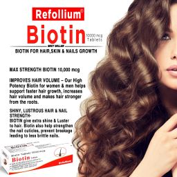 refollium Biotin 10000 mcg Maximum Strength Hair, Skin and Nails for Men & Women image 5