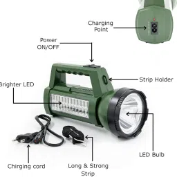 aubade Dual Mode Chargeable Long Range Search Torch Light With Side Light Emergency Torch image 4