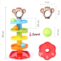 zuurvi 5 Layer Rolling Ball Drop & Swirling Tower Toy with 3 Rattle Balls for Toddlers image 3
