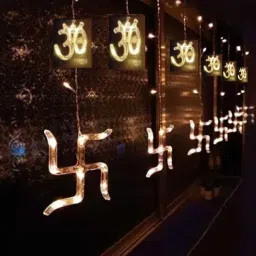 140 LEDs 2.74 m Gold Flickering, Steady Swastik Rice Lights-27