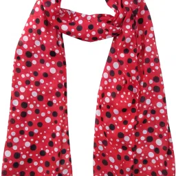 Printed Polyester Women Red Fancy Scarf, Scarf, Stole-image-24