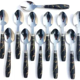 Dining Table Marble Look Ceramic Design Stainless Steel Tea Spoon, Table Spoon, Sugar Spoon, Soup Spoon Set-image-40