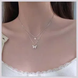 Cubic Zirconia Silver Plated Stainless Steel Layered-21