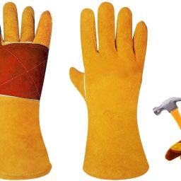 Faux Leather Welding Gardening Gloves Long Length Grip Synthetic Safety Gloves-image-9