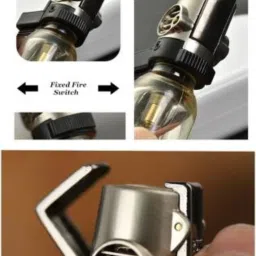the craft store Refillable Cylindrical Shaped Windproof Jet Flame Pocket Cigarette Lighter with Fixed Fire Switch (Without Fuel - Empty Lighter) Visit Website www.myfirstdot.com Pocket Lighter image 3