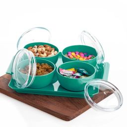 Plastic Serving Bowl Woman's 1st Choice Serving Bowl Set, Bowl Set With Tray, Airtight Lid Bowl-8