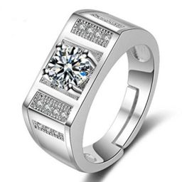 Limited Edition Adjustable Mens Rings MK- 117 Stainless Steel Cubic Zirconia Silver Plated Ring-image-37