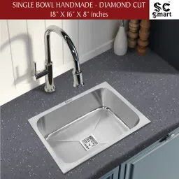 Stainless Steel Handmade Diamond Kitchen sink 18" X 16" X 8" Stainless Steel Handmade Diamond Kitchen sink 18" X 16" X 8"Vessel Sink Vessel Sink-image-30