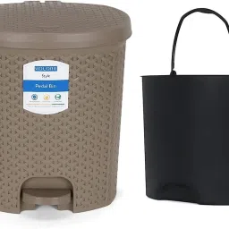 6 L Magnum Lightweight Pedal Pack of 1 Brown Wastebin with Inner, Home/Office Plastic Dustbin-18