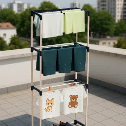 Plastic Ceiling Cloth Dryer Stand Double Pole 4 Layer Clothes Drying Stand | Space Saving, Easy to Assembel-25